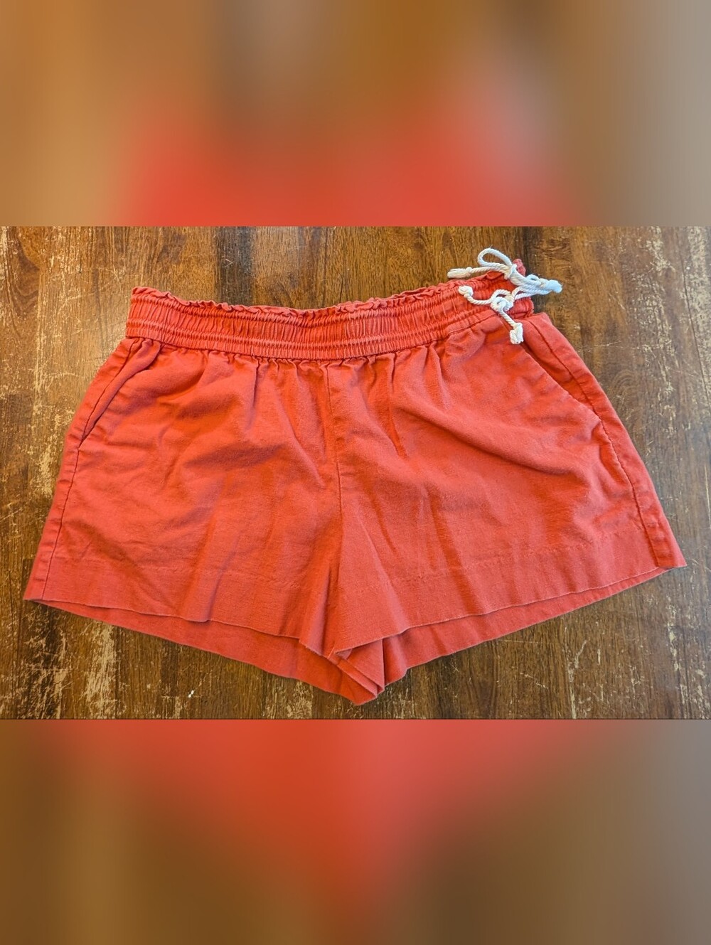 J. Crew Linen Cotton Shorts Womens Medium Red Orange Casual Summer Lightweight